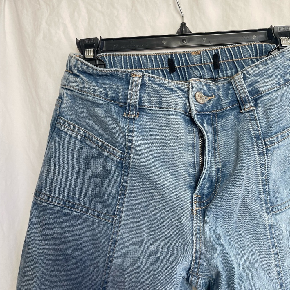 Madden NYC Mid-Rise Loose Fitted Jeans Wide Leg Denim Cargo Utility Size Small - Picture 15 of 16